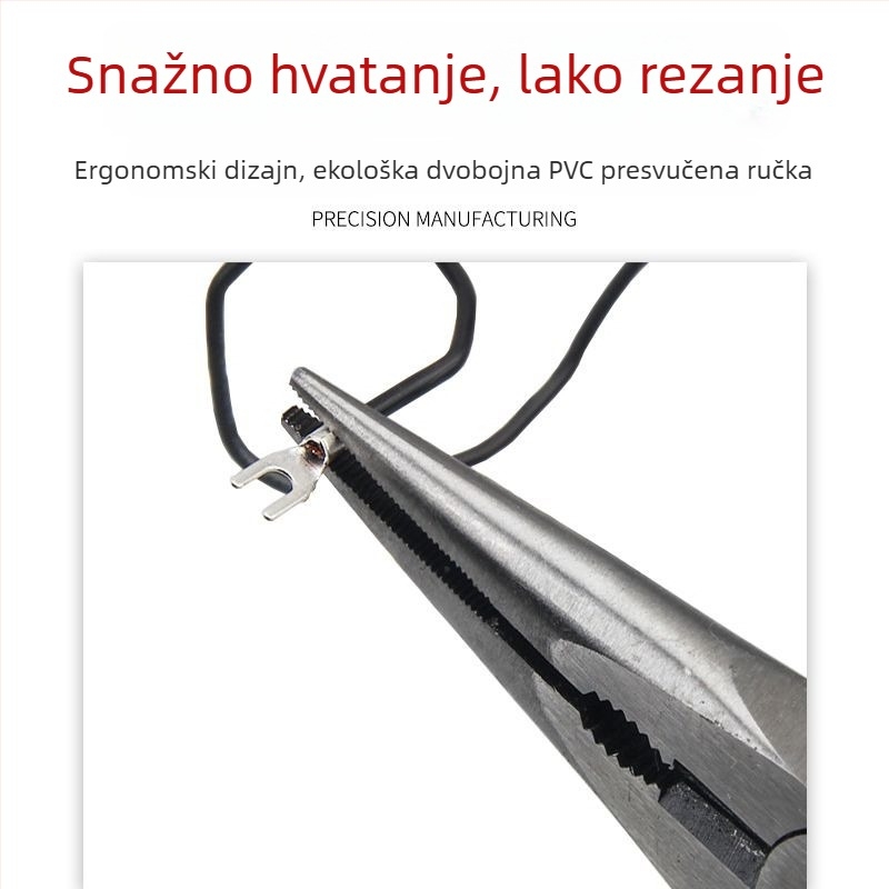 6-inčne klešta s oštrim nosom, ručni alat, industrijske klase električarske kliješta za skidanje izolacije, američkog stila s ergonomski offset dizajn