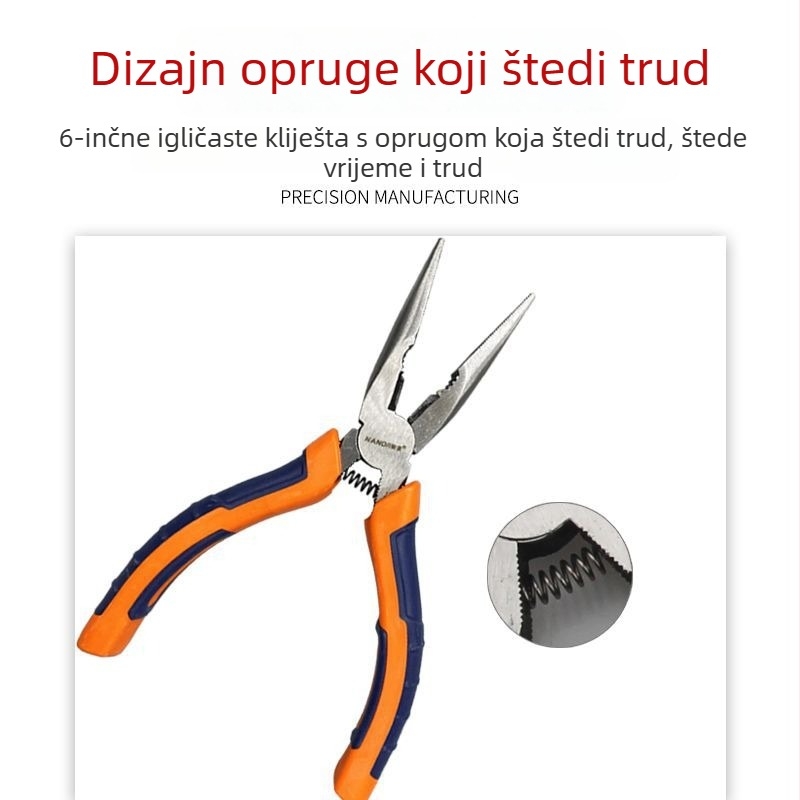 6-inčne klešta s oštrim nosom, ručni alat, industrijske klase električarske kliješta za skidanje izolacije, američkog stila s ergonomski offset dizajn