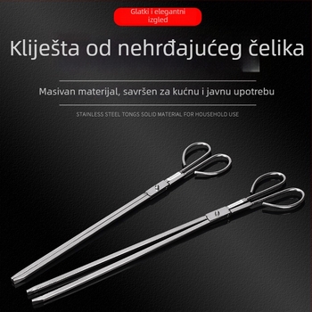 Nehrđajuće čelične dugačke kliješta za roštilj, rukovanje ugljenom i skupljanje smeća, duljina 52/54 cm