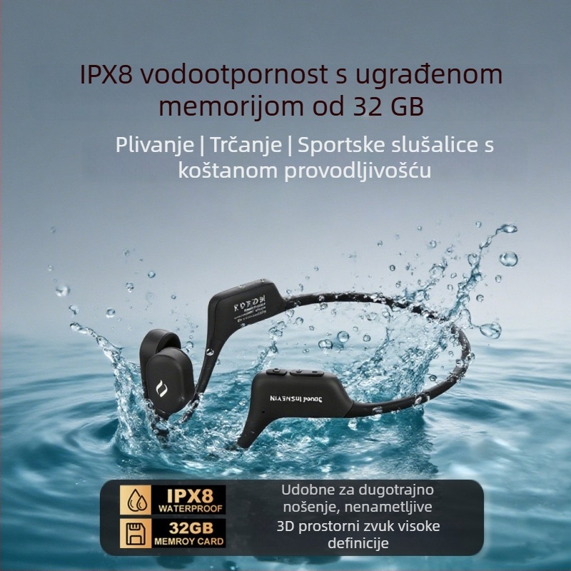 Bluetooth slušalice s kostnom provodljivošću, bežične, vodootporne i otporne na znoj, za trčanje, vožnju bicikla i fitness, oko vrata
