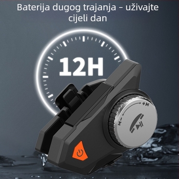Bežični Bluetooth headset za kacigu motocikla s dubokim basom, vodootporan i otporan na prašinu, potlačenje šuma, hands-free pozivi, glasovno upravljanje, reprodukcija glazbe, dug vijek baterije