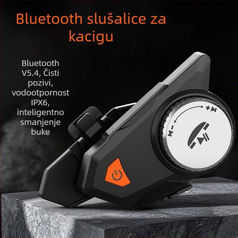 Bežični Bluetooth headset za kacigu motocikla s dubokim basom, vodootporan i otporan na prašinu, potlačenje šuma, hands-free pozivi, glasovno upravljanje, reprodukcija glazbe, dug vijek baterije