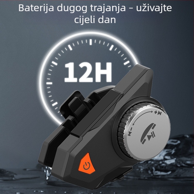 Bežični Bluetooth headset za kacigu motocikla s dubokim basom, vodootporan i otporan na prašinu, potlačenje šuma, hands-free pozivi, glasovno upravljanje, reprodukcija glazbe, dug vijek baterije