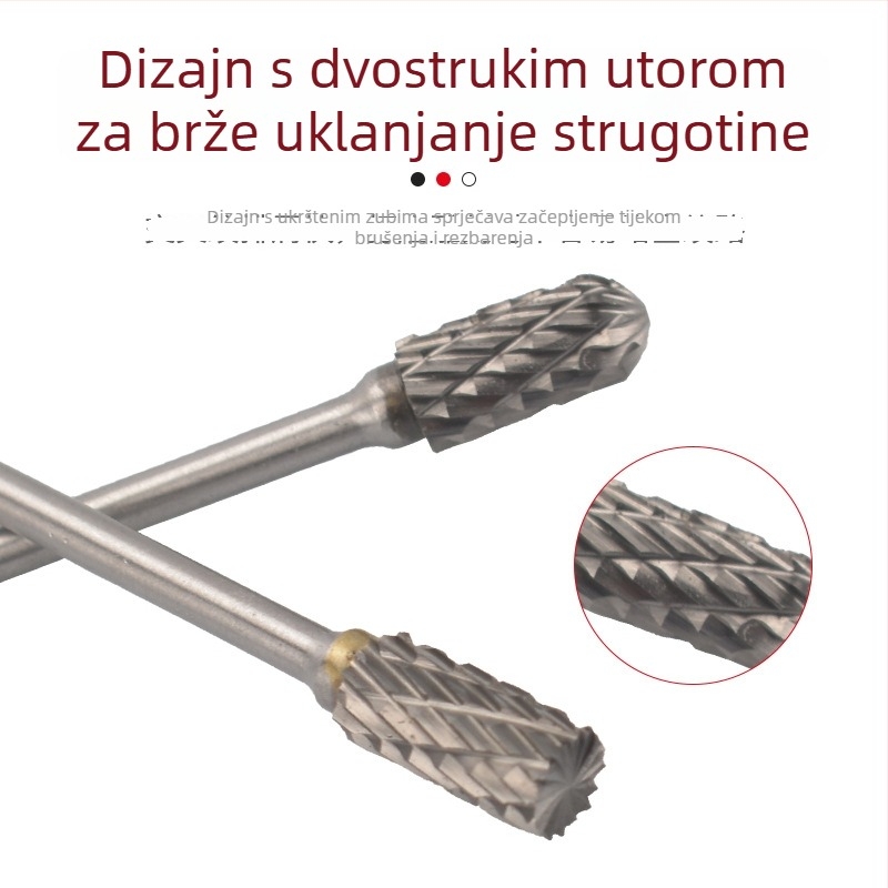 Set karbidnih rotirajućih bušilica za električnu brusilicu s poliranjem, 3×6 dvostruko reznih glava