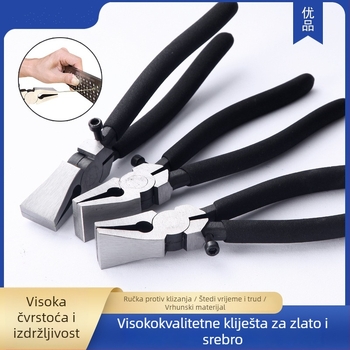 Klešta za izvlačenje žice zlatnog i srebrnog nakita, klešta sa širokim plosnatim čeljustima, alat zlatara