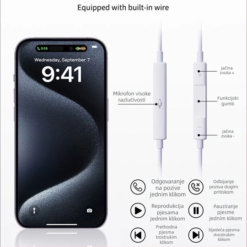 15. generacija USB-C slušalica sa žičnim upravljanjem, in-ear, za iPhone 17 Pro Max