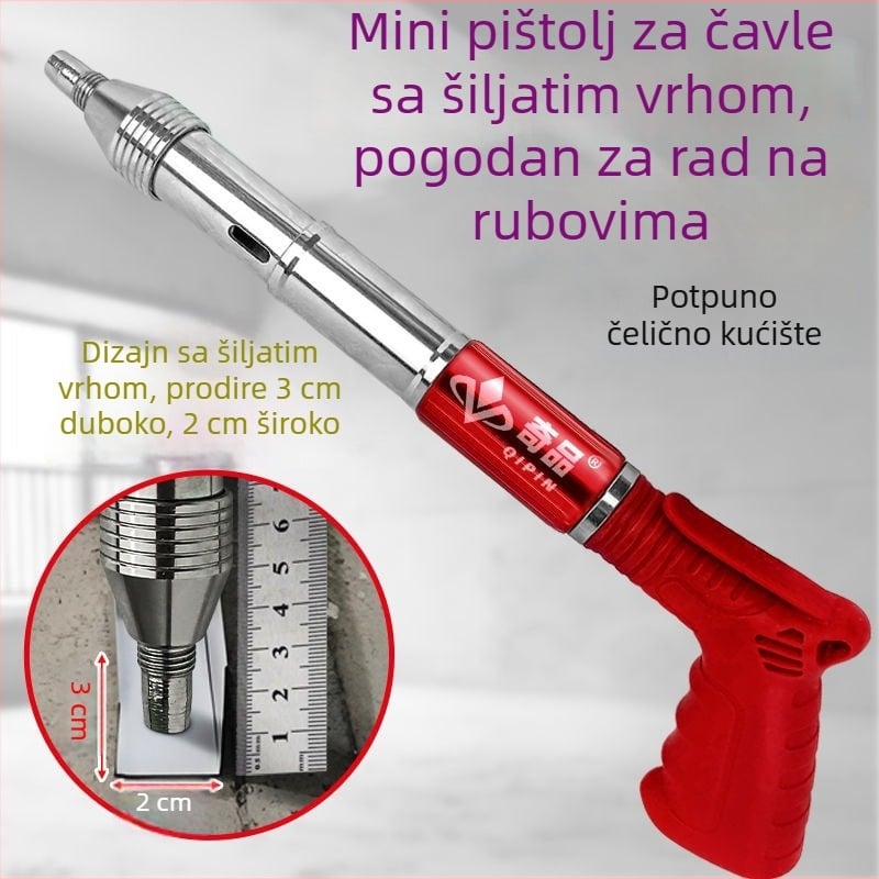 Kompaktni mini pištolj za čavle s utišivačem — integrirani alat za postavljanje stropa