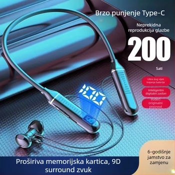 Bežične slušalice oko vrata s Bluetoothom, poluin-ear dizajn, sportske, dugotrajna baterija, 3D zvuk i snažan bas