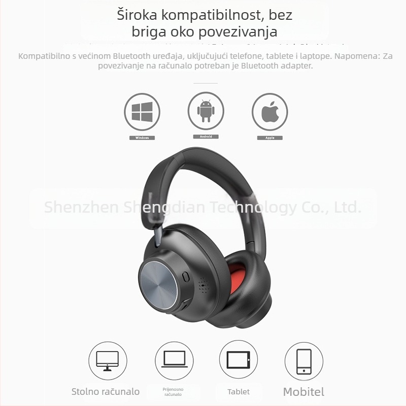 2024 nove over-ear slušalice s ANC V5.3 Bluetooth, za studente, prenosne za glazbu