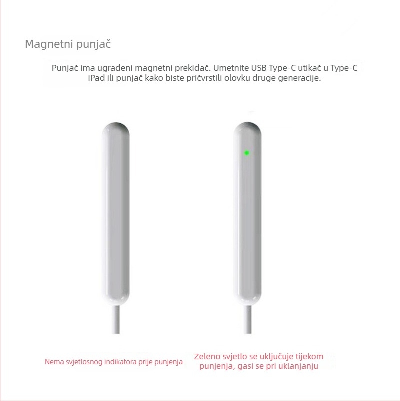 Kapacitivni stylus s bežičnim magnetskim punjenjem za Apple Pencil 2. generaciju
