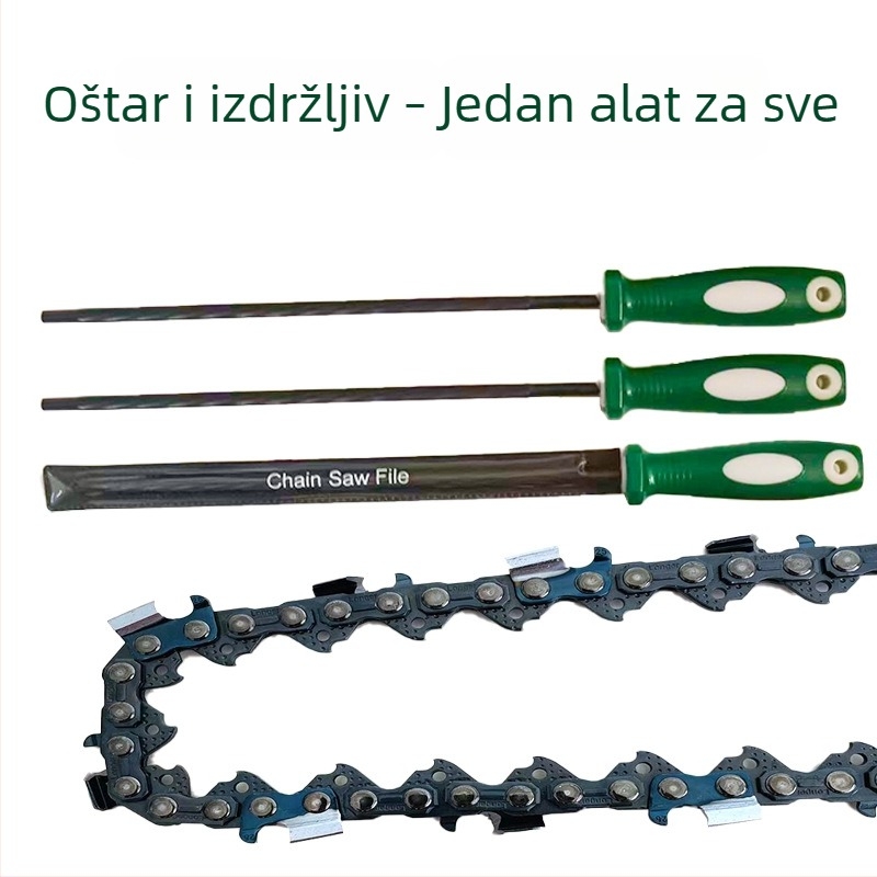 Crni fajl za lanac motorne pile, okrugli, dvostruko rezanje, 200 mm, za oštrenje lanaca, pribor za pilu