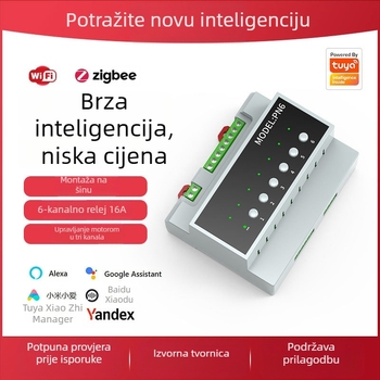 Tuya Zigbee/Wi-Fi 6-kanalni prekidač, RS-485, niska struja, funkcija resetiranja, podržava 3-putne motore