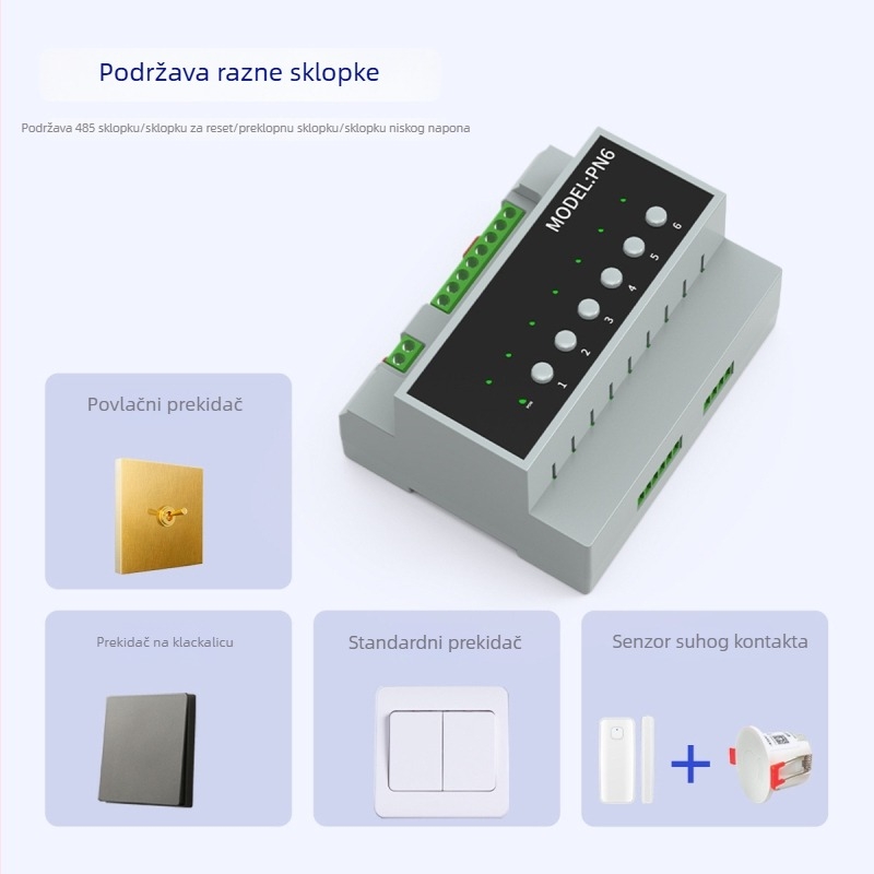 Tuya Zigbee/Wi-Fi 6-kanalni prekidač, RS-485, niska struja, funkcija resetiranja, podržava 3-putne motore