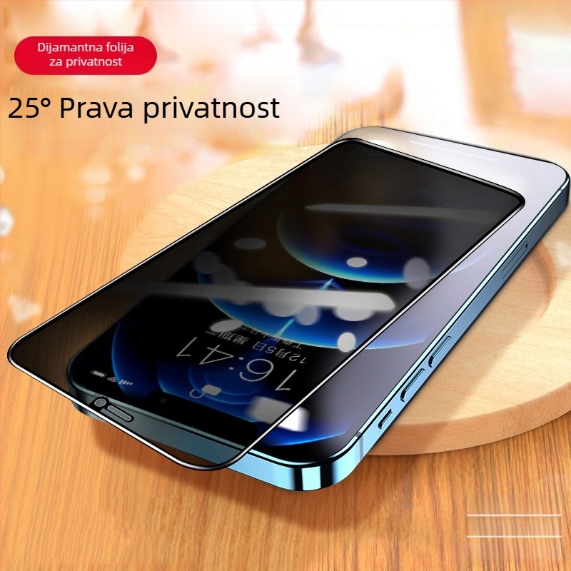 Dijamantni zaštitnik zaslona s privatnošću za iPhone 14 Pro Max – kaljeno staklo, anti‑peep zaštita