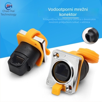 RJ45 vodootporan panel konektor za industrijsko mrežno sučelje, 8P CAT6, mikro ženski priključak sa svjetlosnim indikatorom