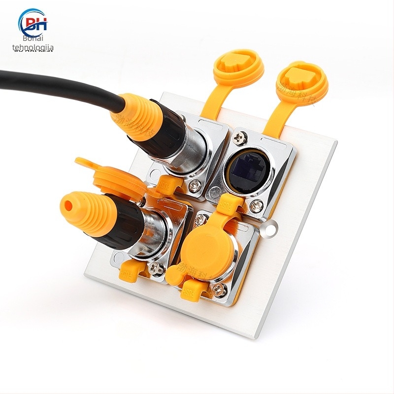 RJ45 vodootporan panel konektor za industrijsko mrežno sučelje, 8P CAT6, mikro ženski priključak sa svjetlosnim indikatorom