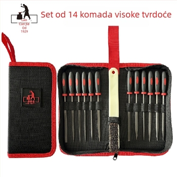 Set od 14 metalnih pilnika u platnenoj torbi za drvarstvo
