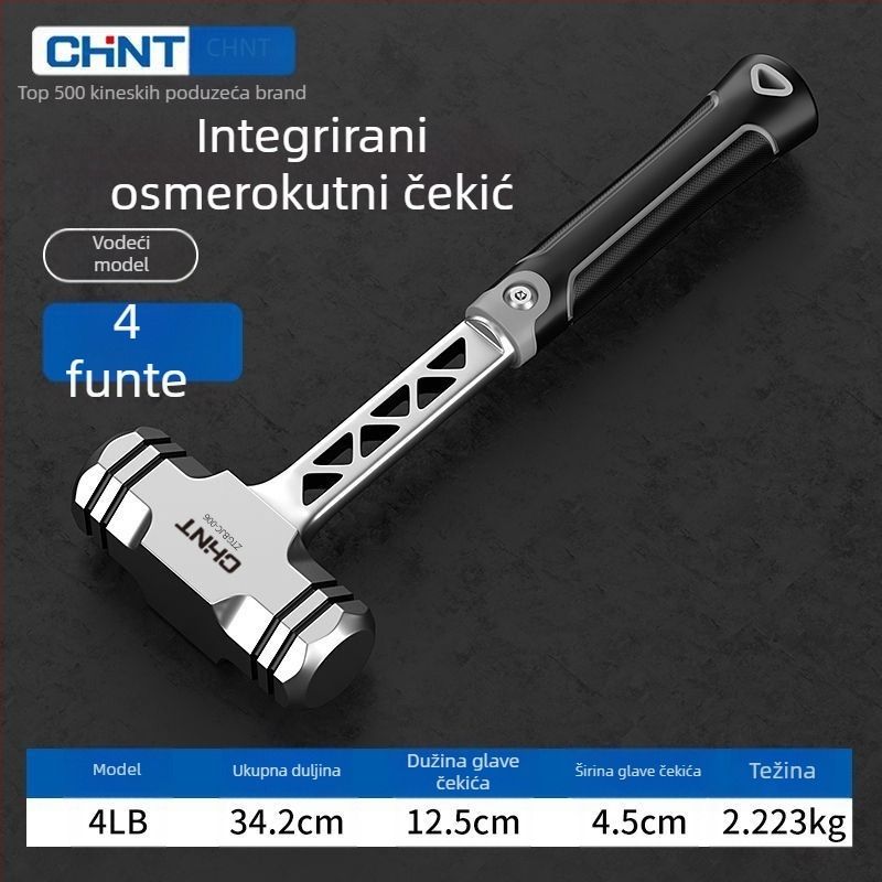 Chint osmerokutni zidarski čekić, čvrst za rušenje zidova, teški rad na gradilištu, drška od čelika, glava od čelika visokougljičnog