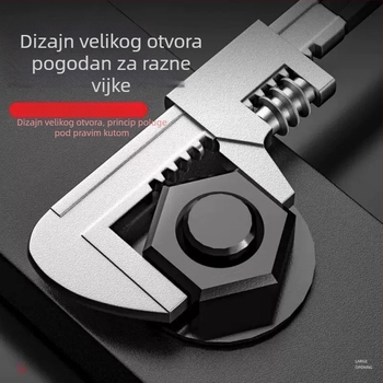 F-tip višenamjenski kutni podesivi ključ za vodovod, tanak profil, veliki otvor