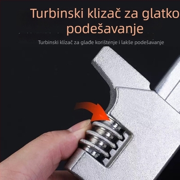 F-tip višenamjenski kutni podesivi ključ za vodovod, tanak profil, veliki otvor