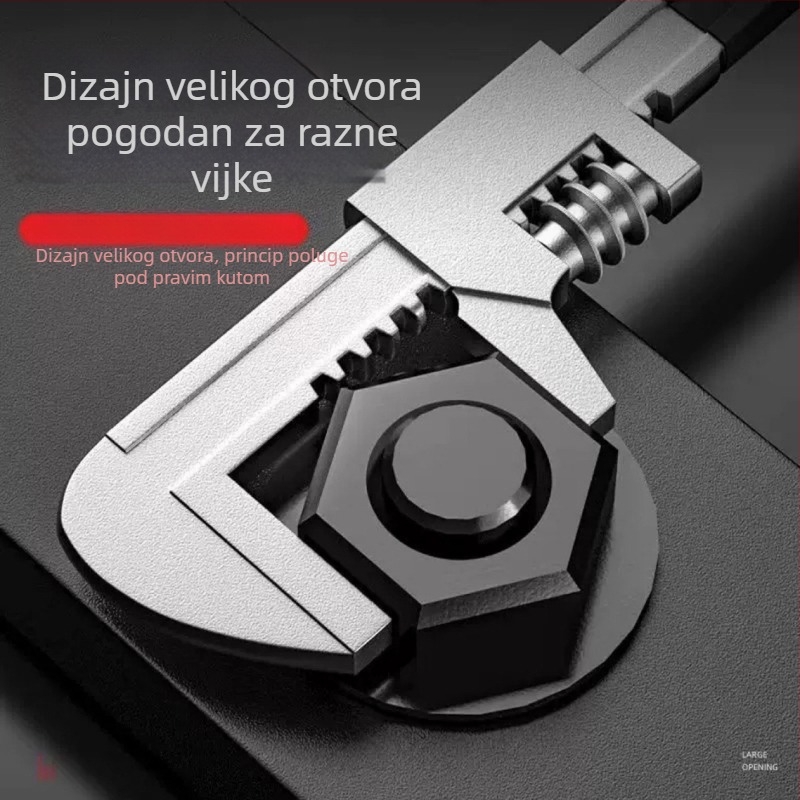 F-tip višenamjenski kutni podesivi ključ za vodovod, tanak profil, veliki otvor