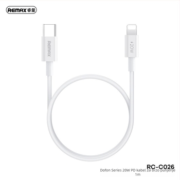Remax Dongfeng serija 1 m USB-C/Lightning kabel za brzo punjenje 20W, bijela