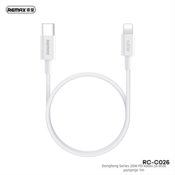 Remax Dongfeng serija 1 m USB-C/Lightning kabel za brzo punjenje 20W, bijela