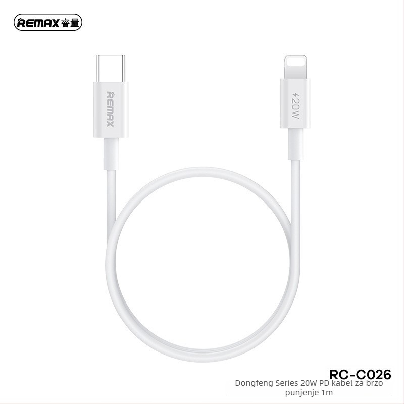 Remax Dongfeng serija 1 m USB-C/Lightning kabel za brzo punjenje 20W, bijela