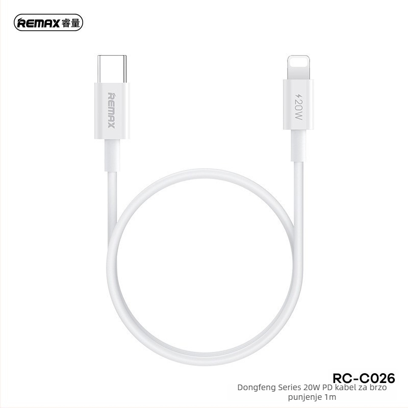 Remax Dongfeng serija 1 m USB-C/Lightning kabel za brzo punjenje 20W, bijela