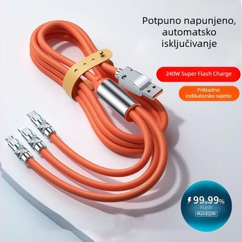 Li Chuang 120W 3-u-1 kabel za brzo punjenje Type-C, Lightning, Mini USB; duljina 1–2 m; cinkova legura; narančasta; za Apple i Huawei