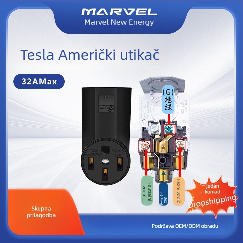 Marvel NEMA 14-50 zidna utičnica visokog kapaciteta, 50A, 250V, američki standard
