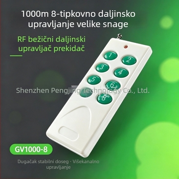 GV1000-8 Bežični daljinski upravljač s 8 tipkama, domet do 1000 m, visokoučinkoviti prekidač za LED rasvjetu i dekorativno osvjetljenje, s bazom