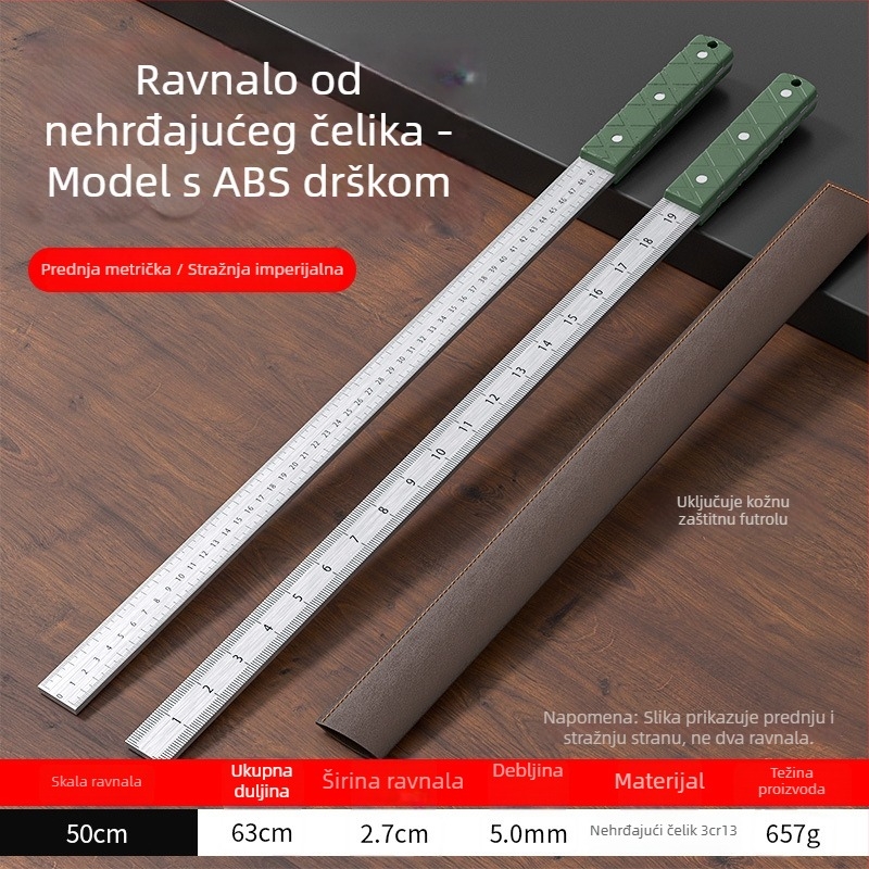 Nerđajući čelični ravnalo za automobil, alat za samoodbranu, kaljeno debelo ravnalo 5 mm, dijamantni rub