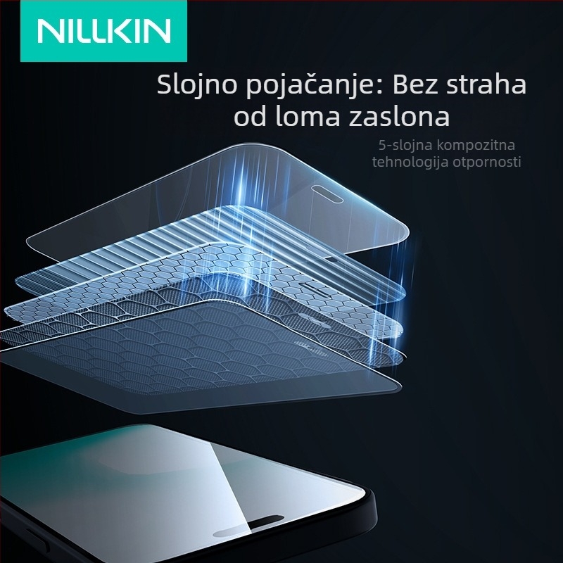 Nillkin zaštitnik zaslona od kaljenog stakla za iPhone 17 Pro Max uz prašnjavi montažni okvir, cijeli zaslon, otporno na eksplozije