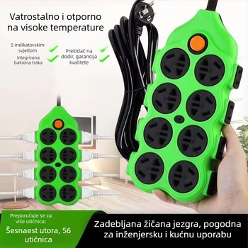 Produžni blok s čistim bakrom i kabelom, 56 utičnica