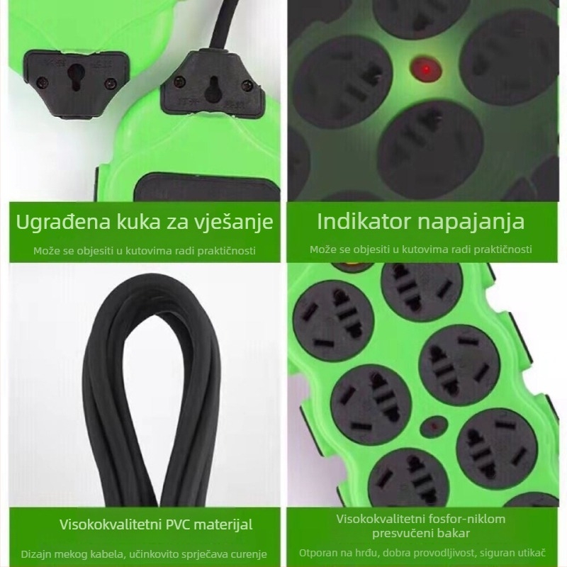 Produžni blok s čistim bakrom i kabelom, 56 utičnica