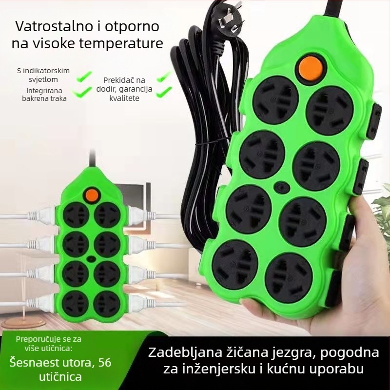 Produžni blok s čistim bakrom i kabelom, 56 utičnica