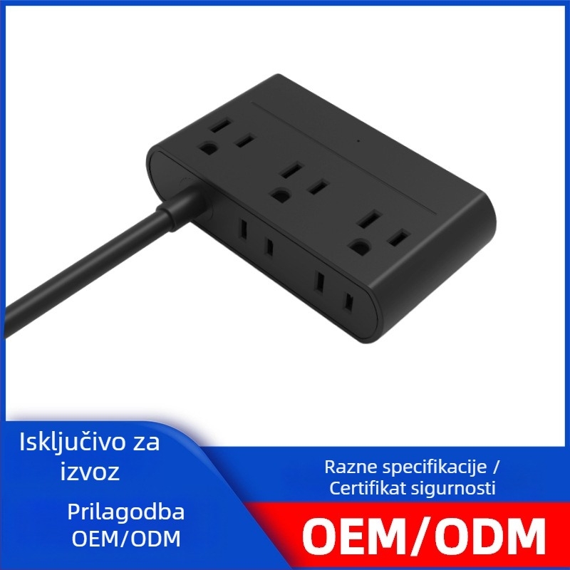 Power strip američkog standarda s USB priključcima i kabelom duljine 1,5 m