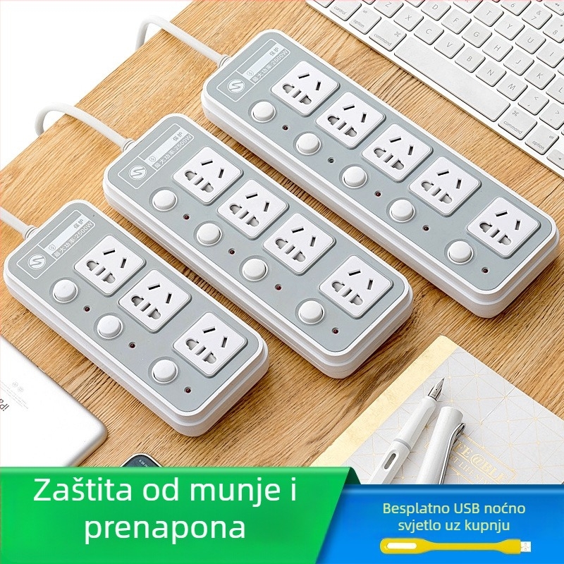 Višenamjenski USB produžni panel s više utičnica, za dom, studentski dom, hotel i ured