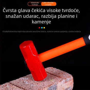 Osmerokutni čekić s čeličnom drškom i glavom od visokougljičnog čelika, za opće građevinske, završne radove i kućnu ugradnju