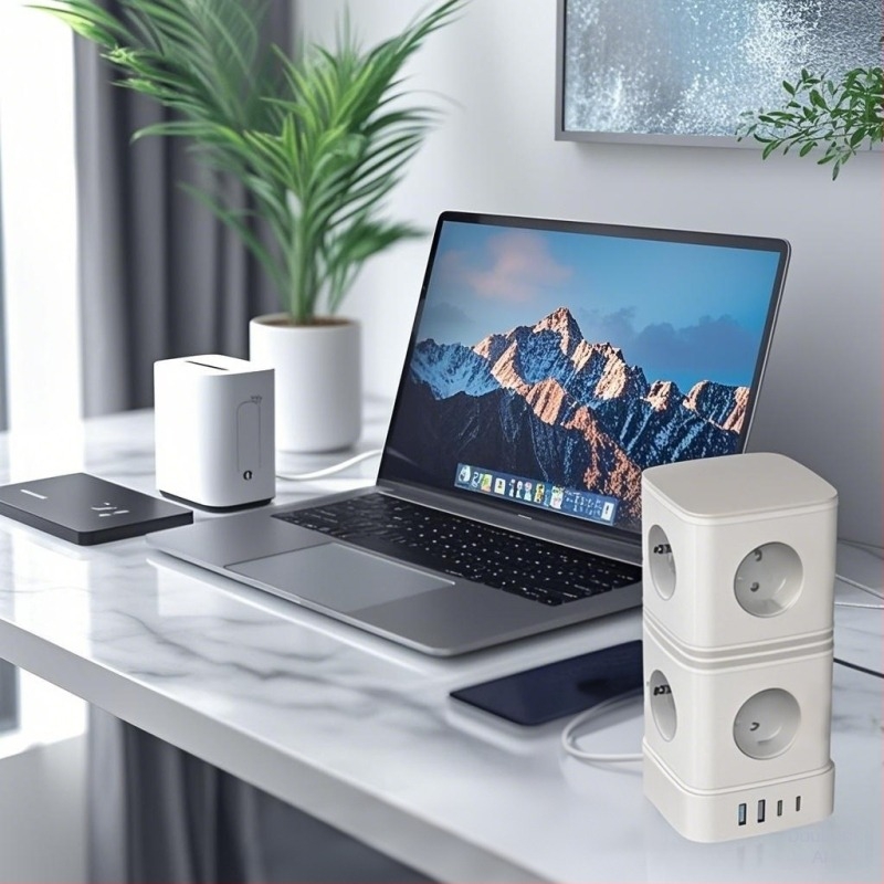 VASTFAFA QDB0820 8‑utičnica europski produžni kabel, CE, ROHS, USB-C PD 20W, kabel duljine 2 m