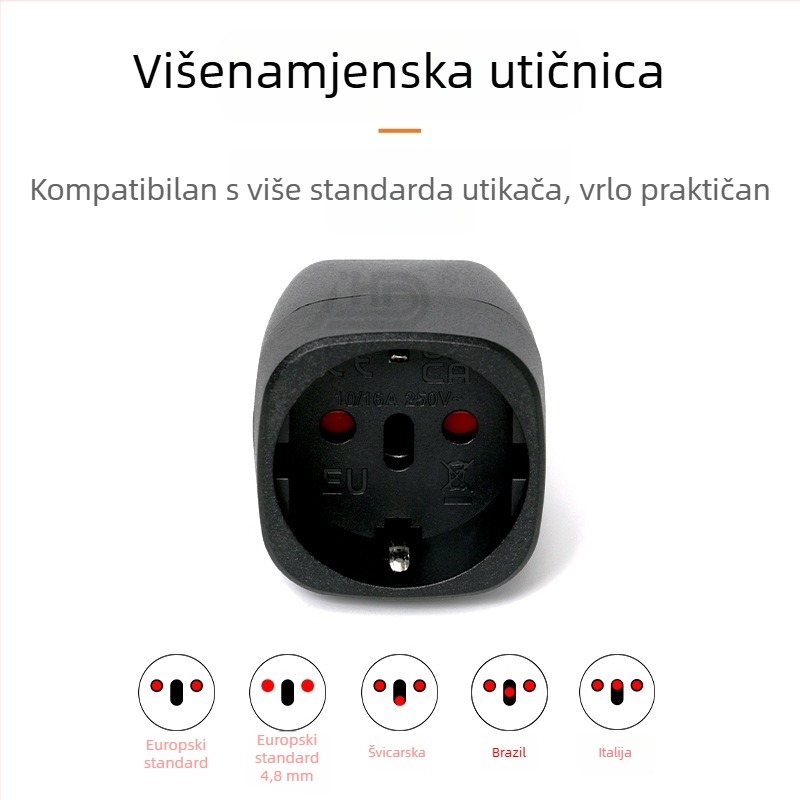 EU-010 Europski pretvarač utičnice, 3-položni adapter prema indijskim propisima