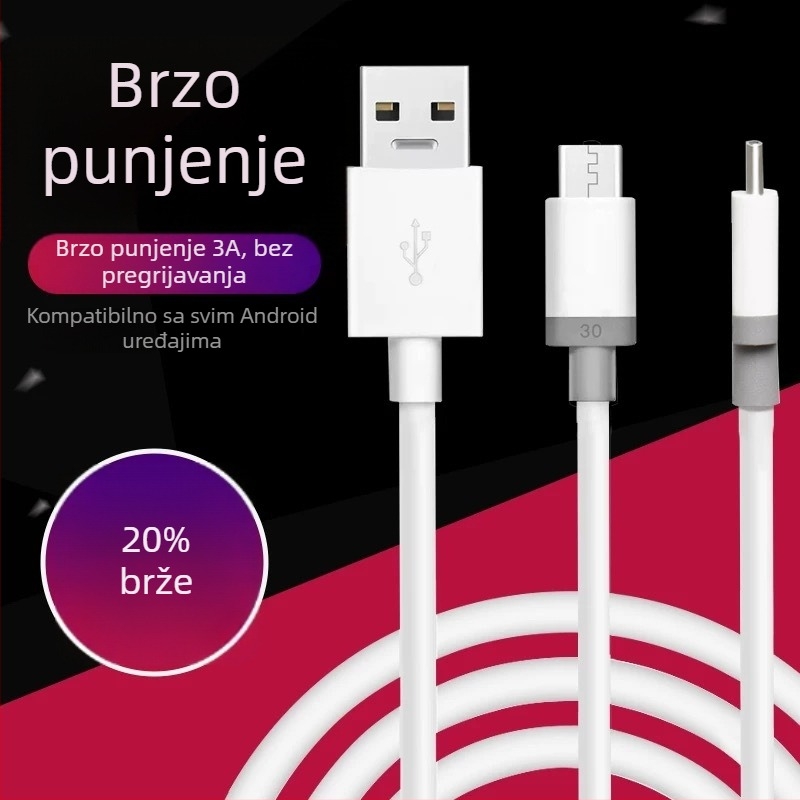 Laputo USB-A na USB-C punjački kabel, 40W brzo punjenje, za Huawei, Vivo, Android telefone i tablete, duljina 1-2 m