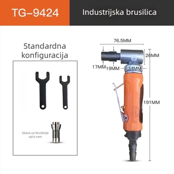 Pneumatska kutna brusilica za debavuriranje unutarnjih otvora i 90° unutarnjeg kuta