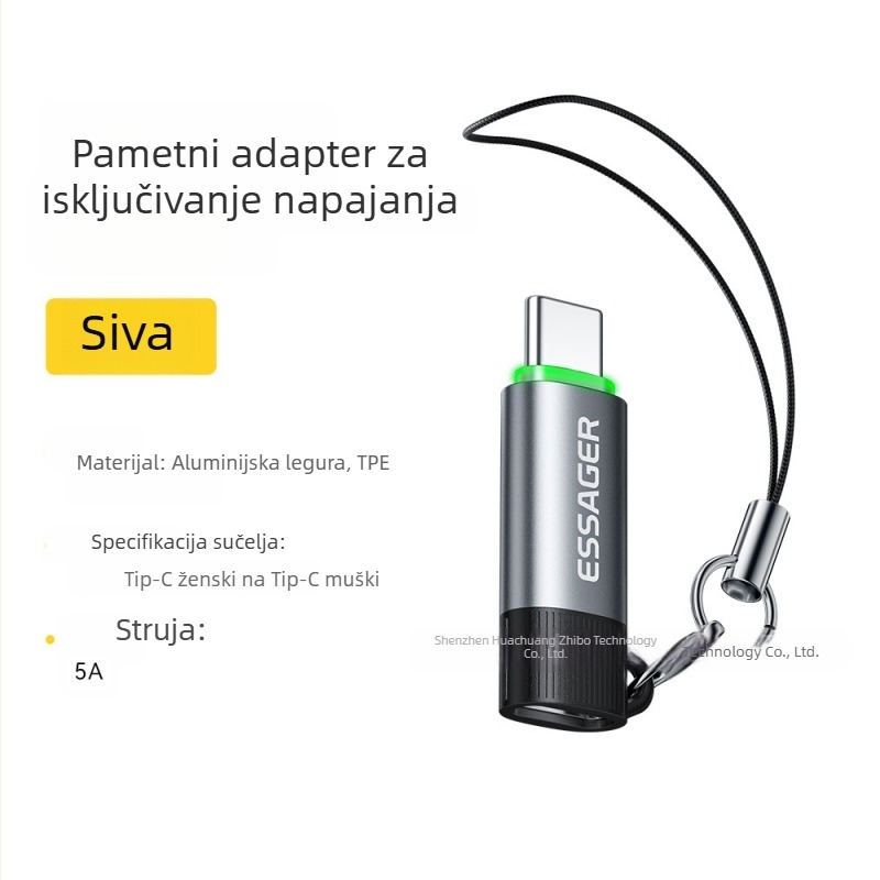 Essager energetski štedljivi pametni OTG adapter Type-C na Type-C za punjenje, 5A
