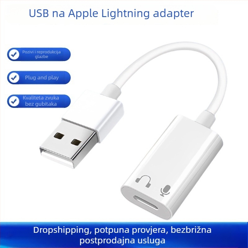 Lightning na USB audio adapter za Apple slušalice – kompatibilan s MacBookom