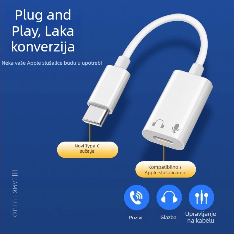 Lightning na USB audio adapter za Apple slušalice – kompatibilan s MacBookom