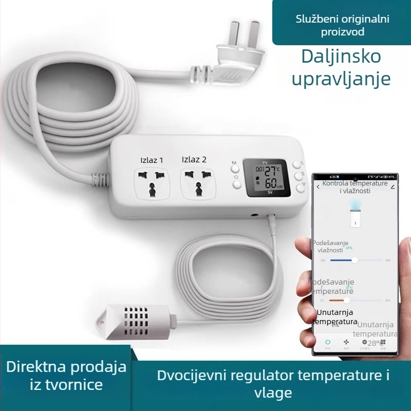 Pametna utičnica za kontrolu temperature i vlage, regulator vlage, ovlaživanje i dehumidifikacija, daljinsko upravljanje putem mobilne aplikacije, visoka snaga