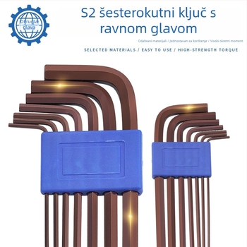 S2 set šesterokutnih ključeva s kuglastom glavom i ravnom glavom, L-oblik, 7 komada