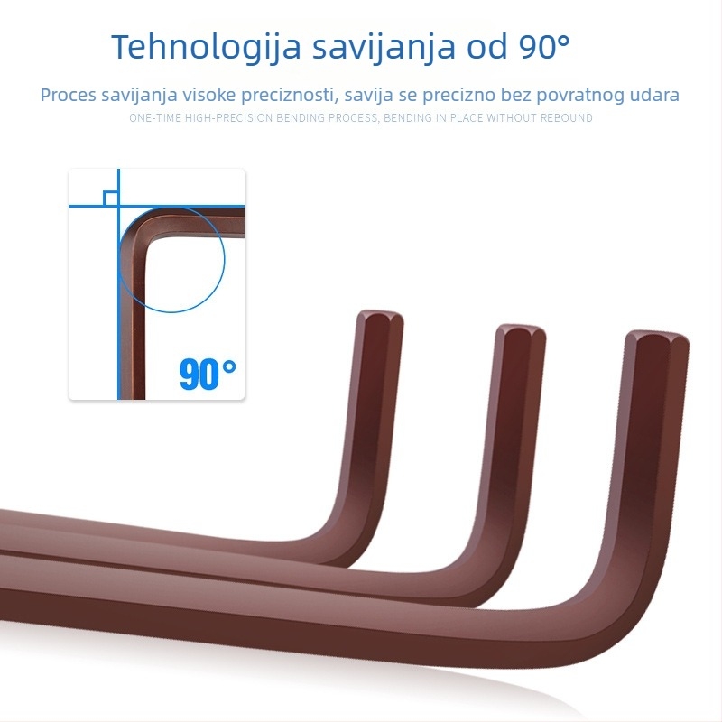 S2 set šesterokutnih ključeva s kuglastom glavom i ravnom glavom, L-oblik, 7 komada